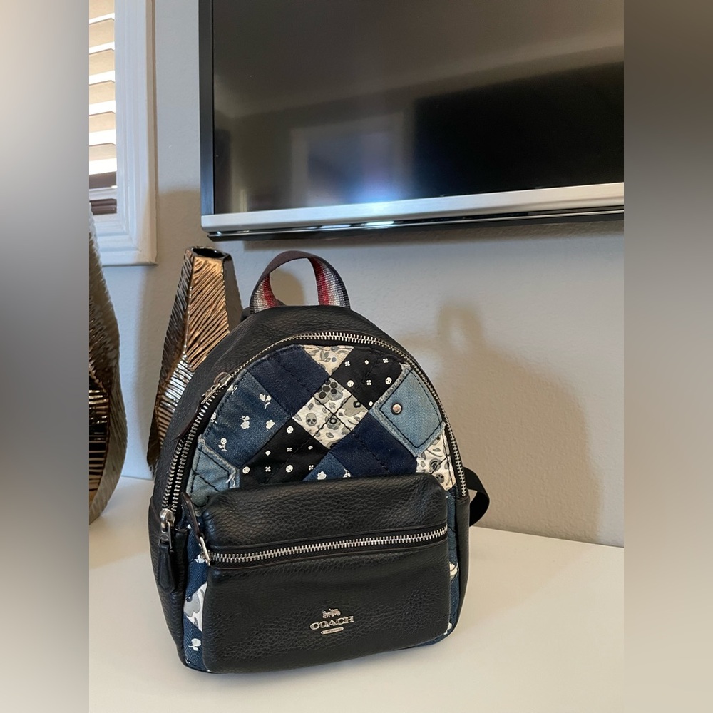 Coach Small Denim Patchwork Backpack - image 1